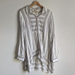 Cupio Blush Long sleeve Button Down Handkerchief Hem Tunic Top